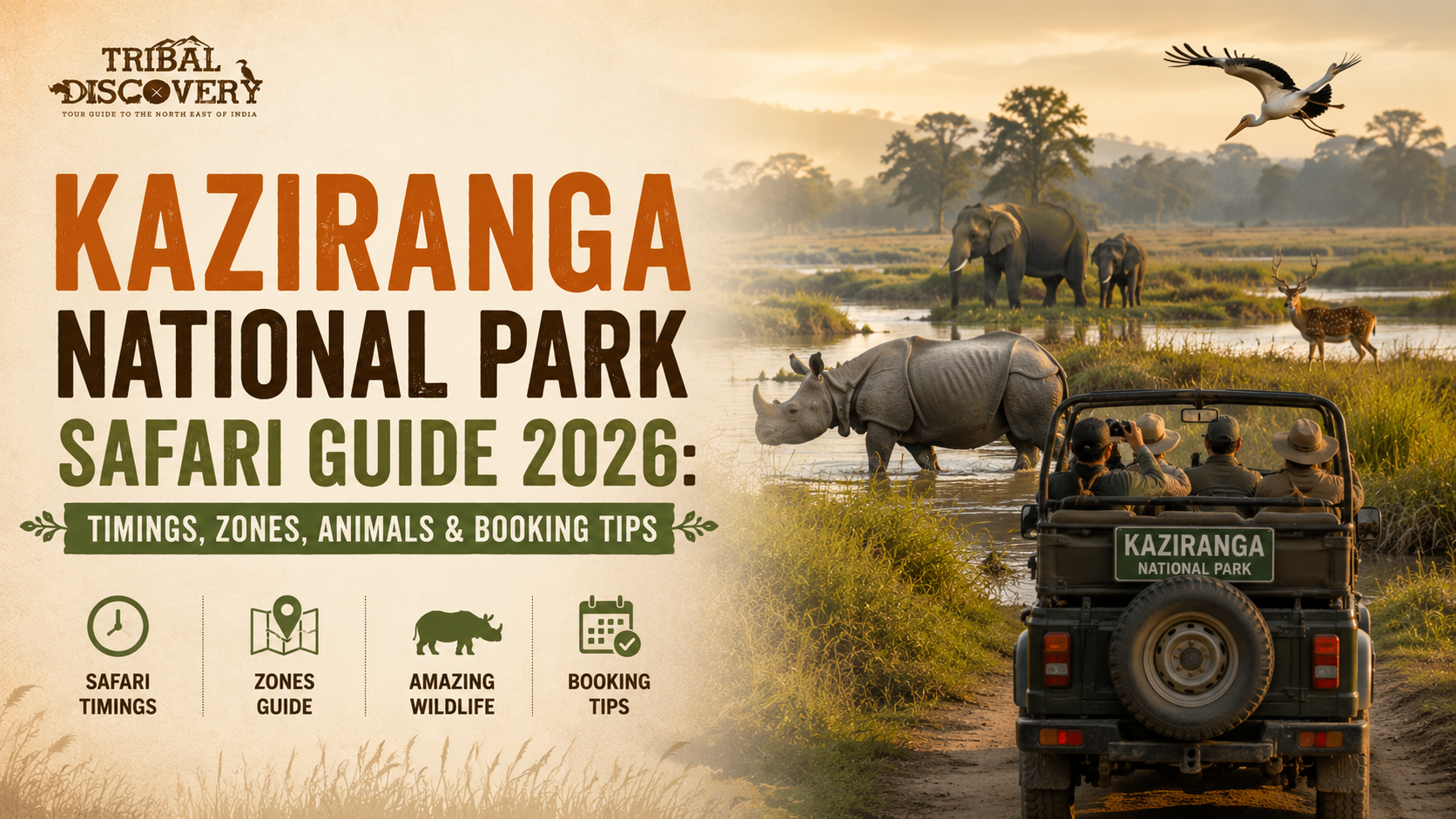 Kaziranga National Park Safari Guide 2026: Timings, Zones, Animals & Booking Tips